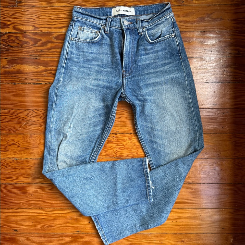 Reformation Winona Mid Slim Jean With Button Fly